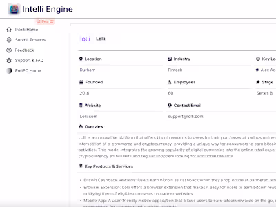 Built a private market research platform "INTELLI"