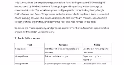 10x10 Roof Grid Layout SOP Creation