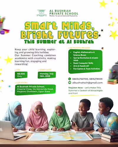 Flyer Design for a Primary School Summer Lesson.🎨: Add fun ...