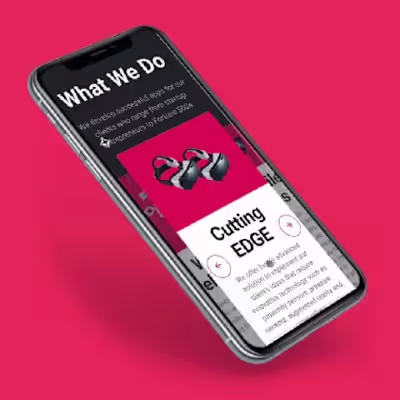 Mobile version of landing page with custom Product carousel.