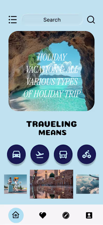 Vacation Mobile App Design By Me During My Leisure Time