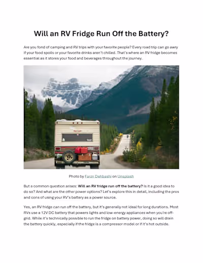 Exploring Power Options for RV Fridges
