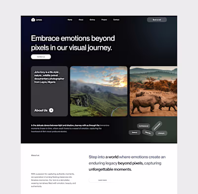 Photographer portfolio landing page 