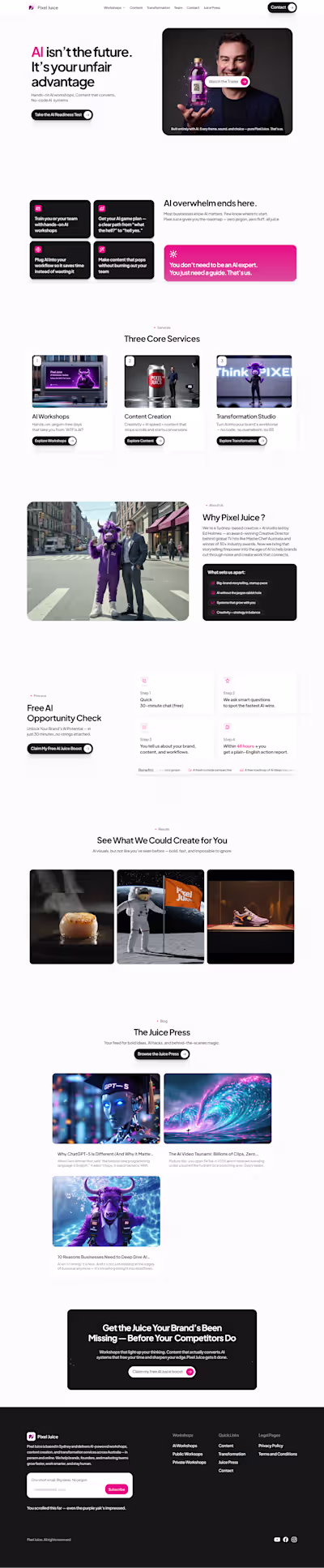 Framer Site Development for Pixel Juice