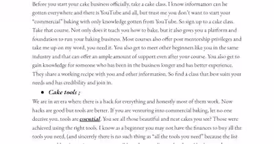 Four (4) things to Know Before Starting Your Cake Business.