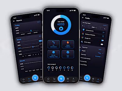 Step Counter App UI — Mobile Fitness Design
