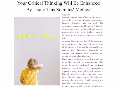 Your Critical Thinking Will Be Enhanced By Using This Socrates' 