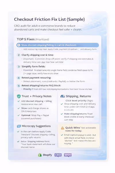Checkout Drop-Off Fix List (Sample): Reduce Abandoned Carts ...