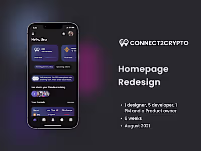 Improving homepage for better user engagement of B2C Crypto App