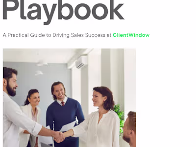 Sales Playbook Build ClientWindow already had a very innovat...