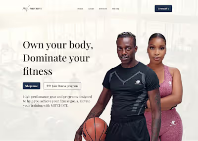 Landing page for Mitch fitness Hub