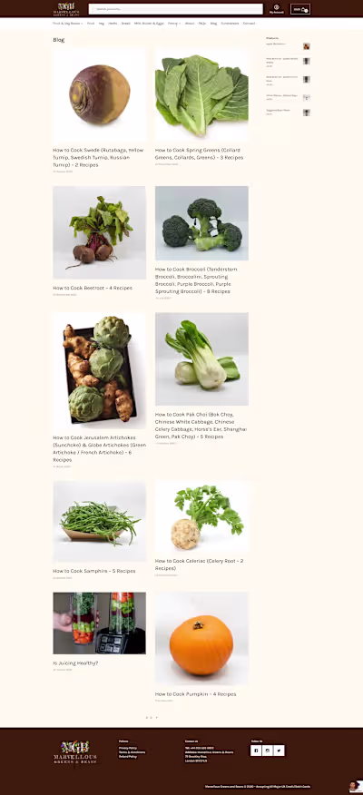 WordPress Website Marvellous Greens & Beans
