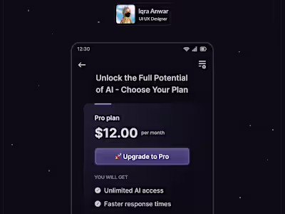 Dark Mode - Mobile Subscription Screen UI Design