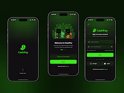 Onboarding & Login Screen | Remittance Mobile App