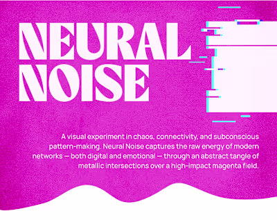 Abstract Brutalist Poster Design - Magenta & Metallic