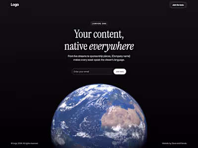 Rejected hero section concepts for