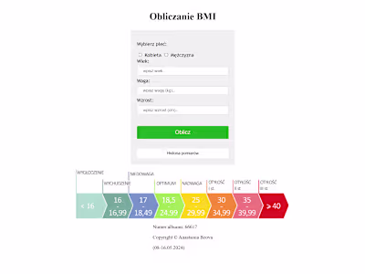 
BMI calculator - webpage