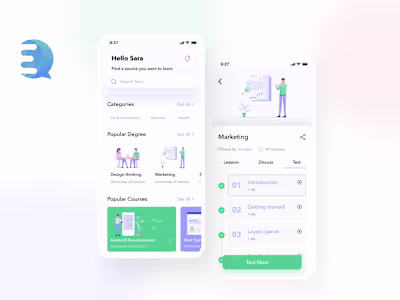 UI Design for E- Learning App