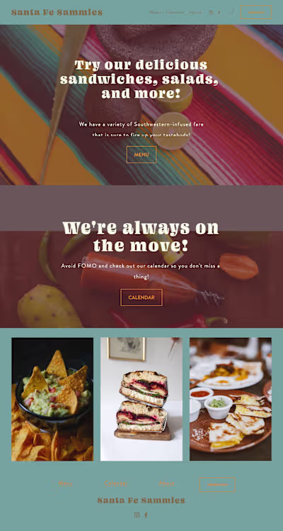 Food Truck Website | Santa Fe Sammies