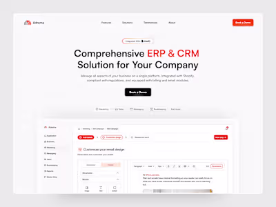 Adrema ERP and CRM Landing page