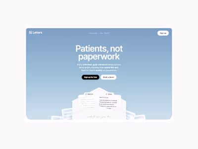 Letters - AI Healthcare | 0 → 1 Website