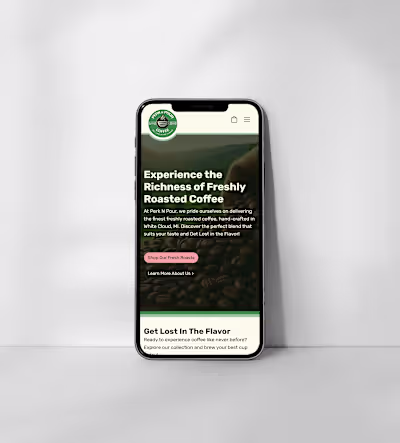 Perk N Pour Coffee Landing Page Design
