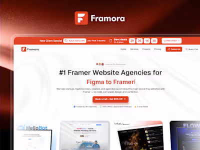 Framora : Website Design & Development Agency Framer Template