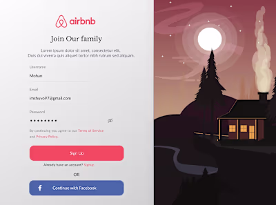 Air BnB signup page redesign