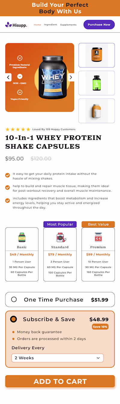 Hissup Product Landing Page