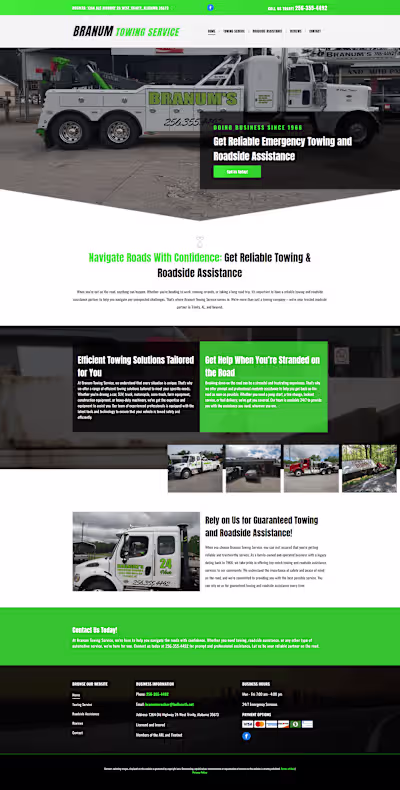 Branum Towing Service Web Development