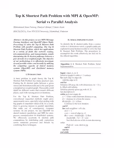 Top K Shortest Path Problem Using MPI and OpenMP