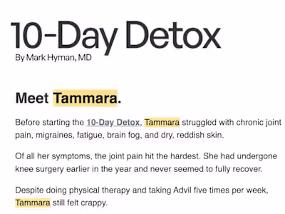 Testimonial Email for Dr. Mark Hyman's 10-Day Detox