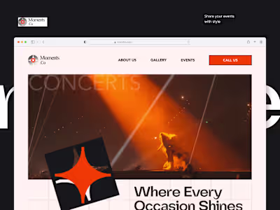 Moments Events | Landing Page Design + Webflow