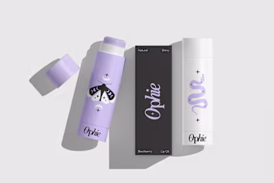 Ophie is a natural lip oil brand- I designed it to be a bit ...