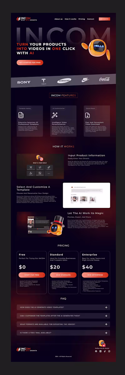 AI Video Generation Landing Page