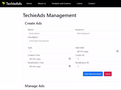 TechieAds - Advertising Application 