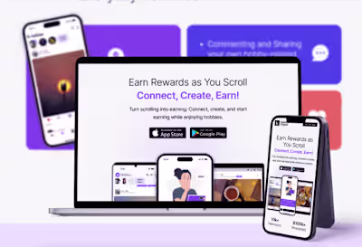 Before/ after Website redesign for a social media app 