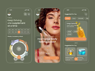 Mobile design for Supplement Tracking App