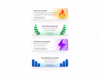 Notification cards for fitness app 🏋🏽‍♂️ What you guys think?