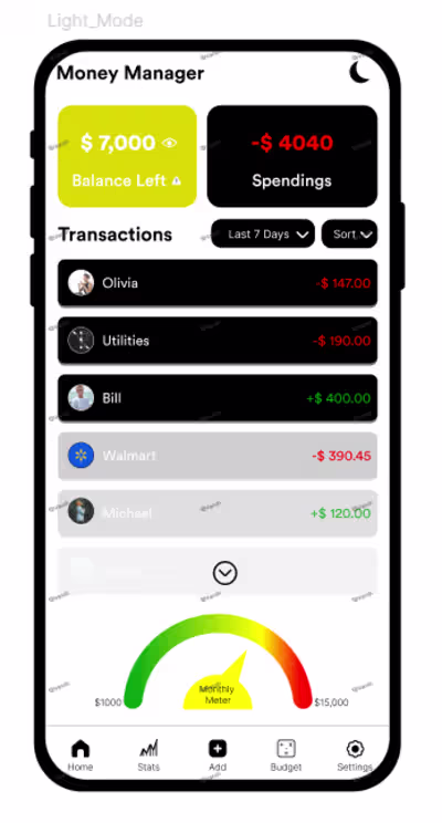 Budget Tracker – Home Screen