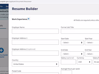 Standout Federal Resume in USAJOBS builder