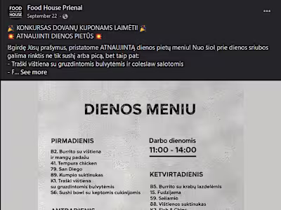 Copywriter and content writer for a local restaurant