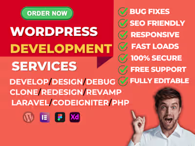 You will get website design, redesign, upgrade on WordPress, php