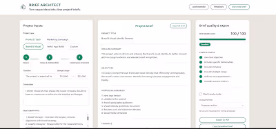 Brief Architect is a smart, structured briefing engine desig...