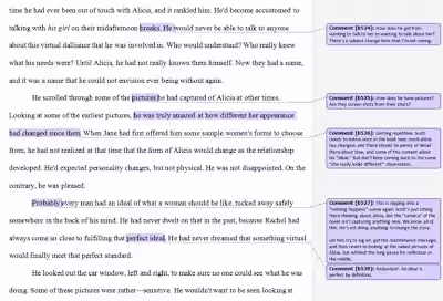 Developmental editing mock-ups