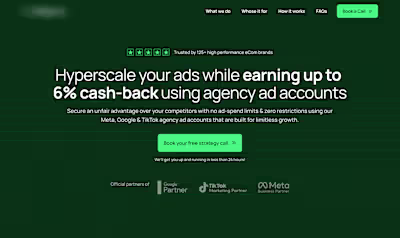 Ad Agency Account Service Landing Page