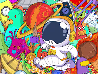 Galactic Doodles: A Cosmic Journey through Space and Planets
