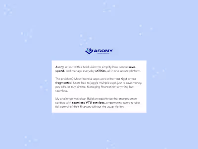 A FinTech Platform- Asony