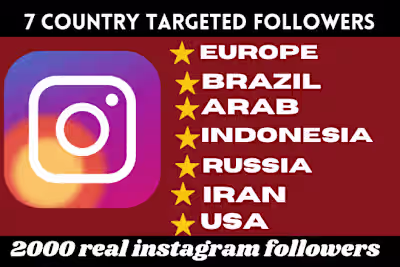 Give you 7 countries targeted 2000 real Instagram followers for…