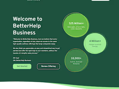 Designed a B2B responsive landing page for Betterhelp on Figma